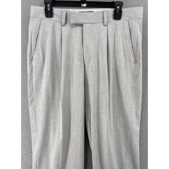 ASOS Design Pants Mens Sz 34x34 Smart Tapered Trouser Grey Pleated Pockets Dress - Picture 2 of 12